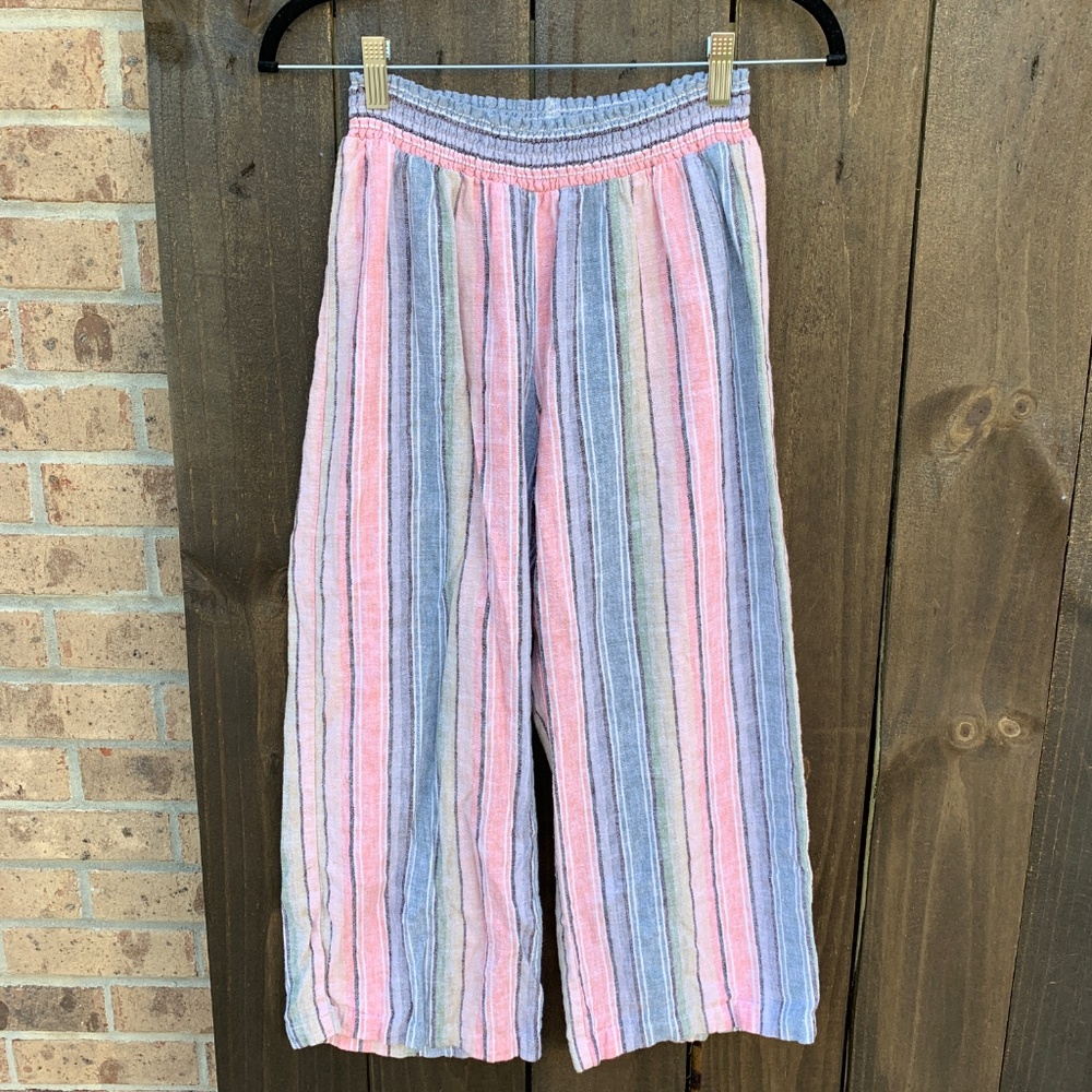 DREW Linen Blend Pastel Stripe Two Piece Set Small - Picture 3 of 7